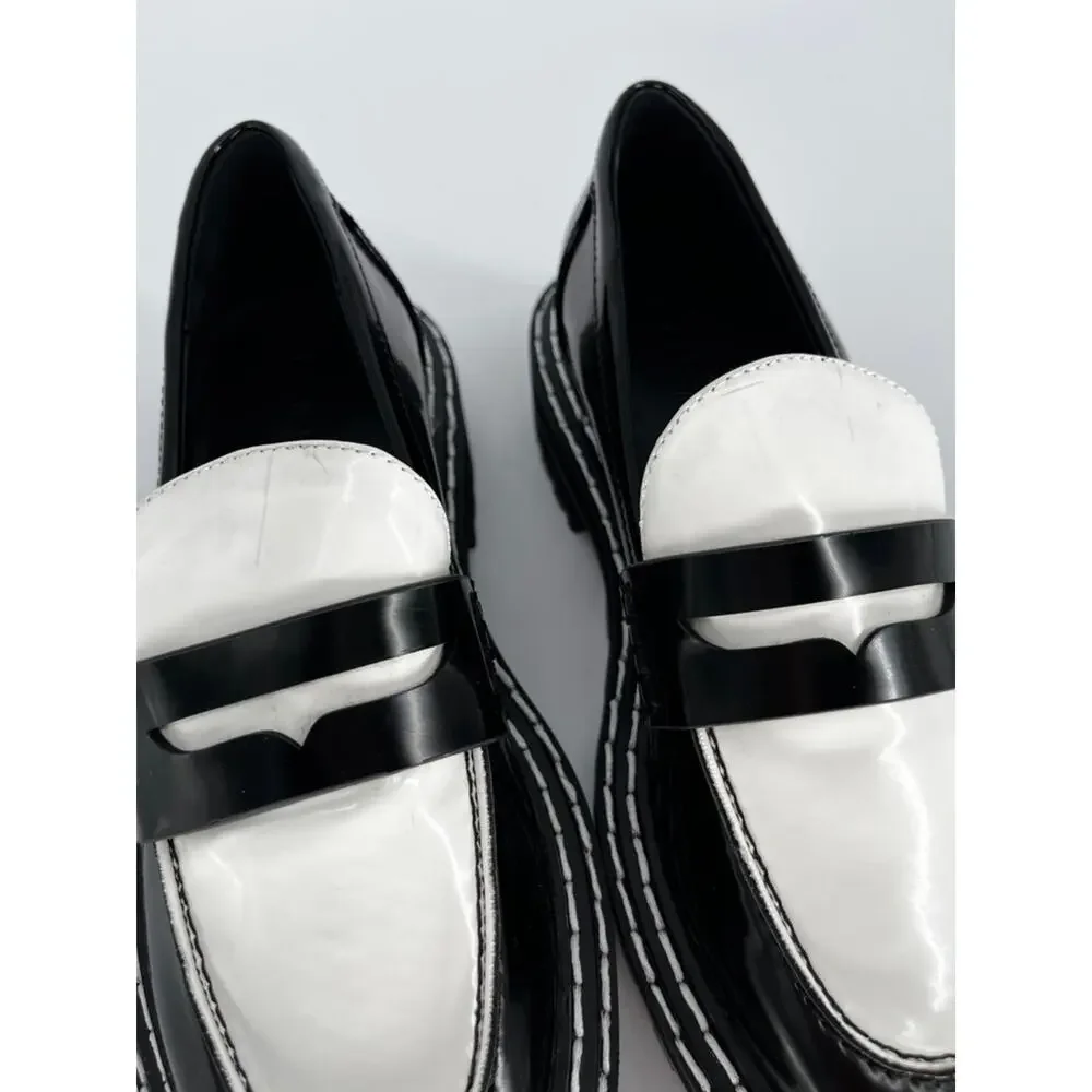 D'Amelio Prescia Patent Loafers black bright white - 5.5